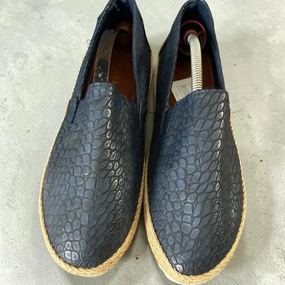 Electric Karma Lulu Espadrille Navy Blue Snakeskin Slip On Platform‎  sz 10